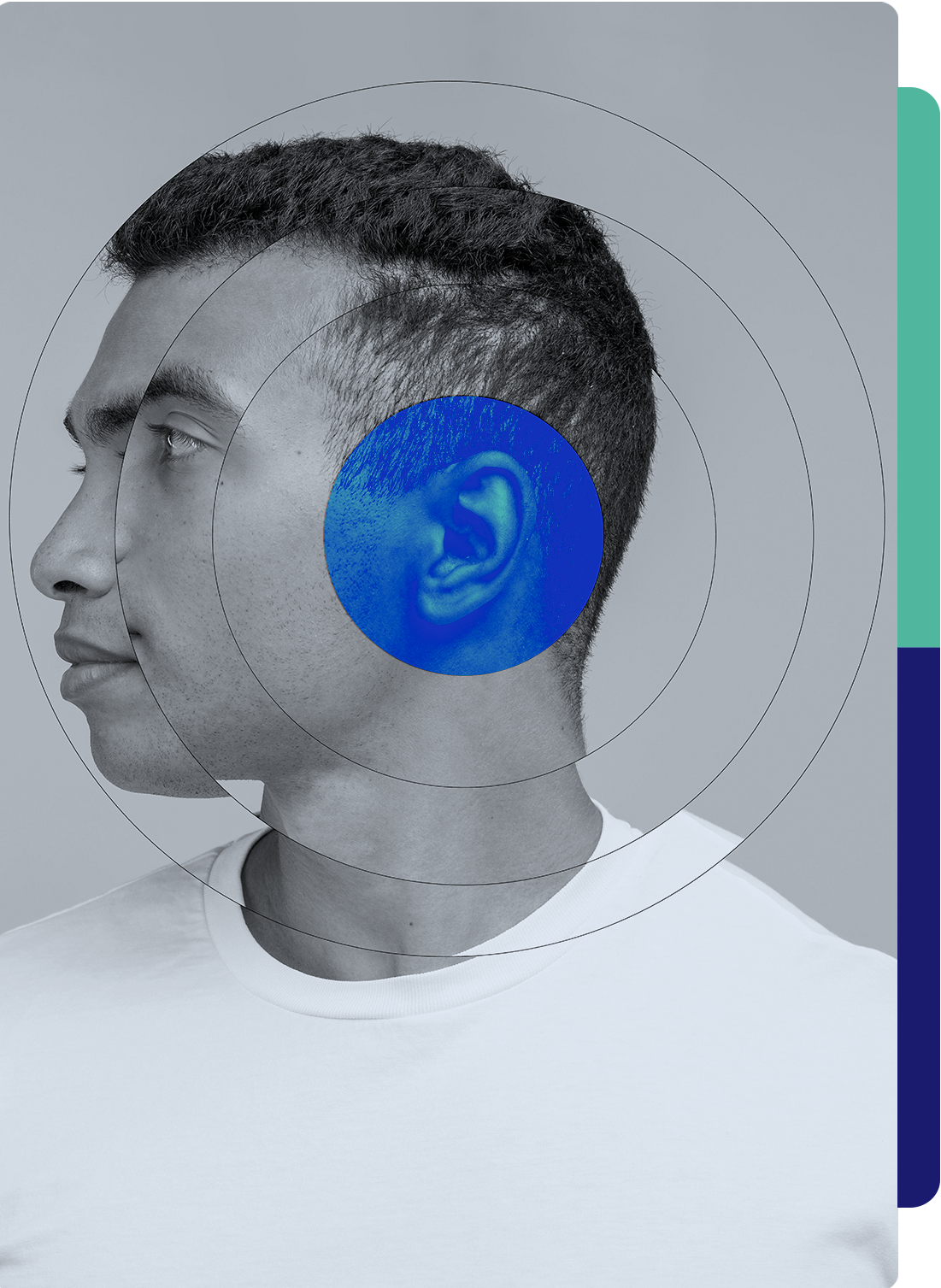 Persona con oído resaltado